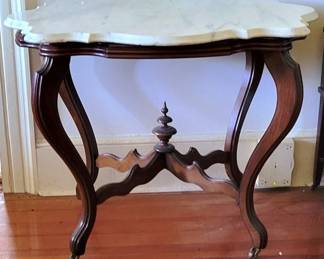 187 - Turtle Shape Victorian Marble Top Table 28 x 36 x 29
