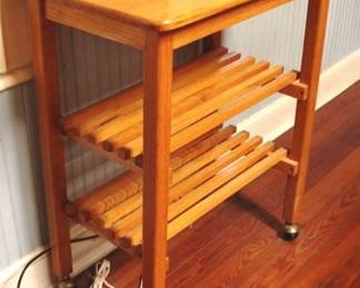 228 - Rolling Wood Cart/ Stand - 30 x 18 x 36
