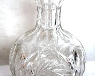 492 - Cut Glass Water Bottle - 8.25" tall

