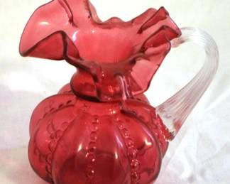 133 - Fenton Cranberry Glass Pitcher - 5.5" tall
