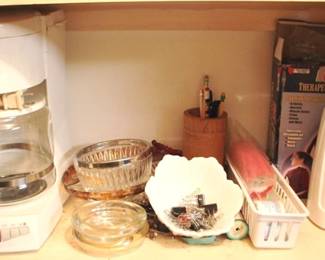 342 - Shelf Lot of Assorted Items to include Coffee Pot
