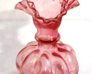 128 - Fenton Cranberry Pink Vase - 6.5" tall
