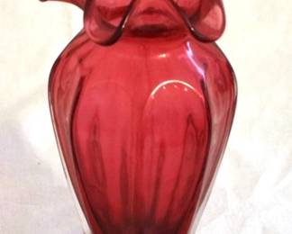 132 - Fenton Cranberry Glass Vase - 8" tall
