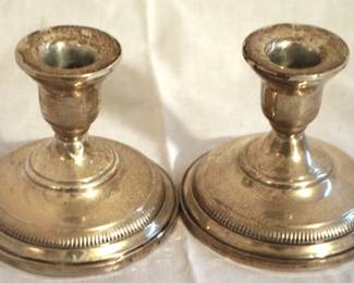 199 - Pair of Weighted Sterling Candle Holders - 3.75"
