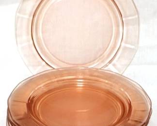 292 - 6 Pink Depression Glass Plates 7.5" round
