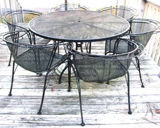1 - 7pc Iron Patio Dining Set Table - 48 x 28 Chairs - 27 x 25 x 29.5
