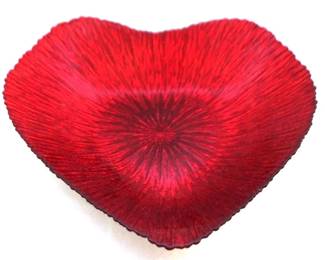 510 - Red Glass Heart Bowl - 12 x 12
