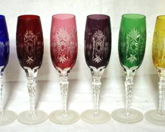 363 - 6 Bohemian Glass 9" champagnes
