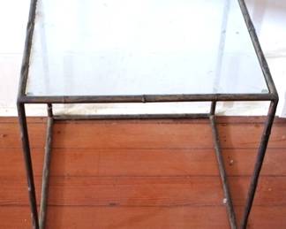 167 - Glass Top Side Table - 19.5 x 17 x 17

