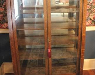 574 - Vintage Empire Oak 2 Door Bookcase 60 x 42 x 17
