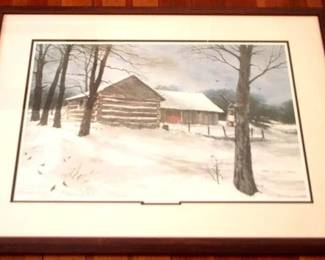452 - Last Leaves of November print signed by M. Sloan 1986, 28 x 38
