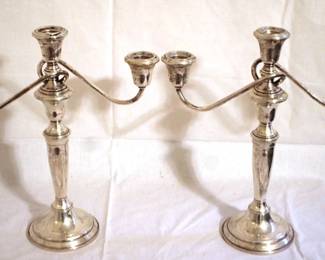 198 - Pair of Weighted Sterling Candle Holders 12" tall
