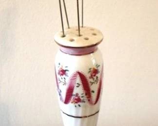 725 - Limoges Pin Holder w/ Hatpins - 6" tall
