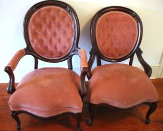 623 - Pair Ladies & Gentleman's Parlor Chairs 39 x 26 x 22
