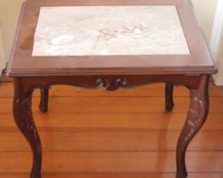 378 - Marble Inset Top Table - 18 x 15 x 21
