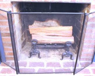 688 - Fireplace Screen w/ log holders - 46 x 31

