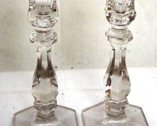 509 - Pair of Glass Candle Stick Holders Possibly Heisey
