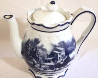 147 - Blue & White Teapot - 8" tall
