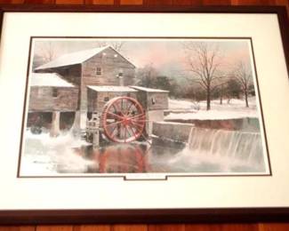 451 - Snowfall at Pigeon Forge print signed by M. Sloan 27 x 37
