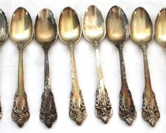 527 - 8 Wallace Grand Baroque Demitasse Spoons 4" long, sterling
