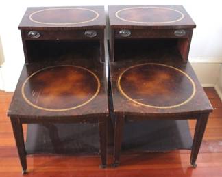 172 - Regency pair mahogany end tables step down design 26 x 17 x 24
