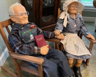Porcelain Grandma and Grandpa enjoying their golden years 