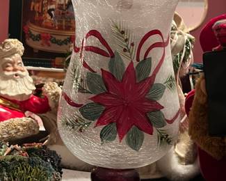Lovely Christmas holly glass vase 