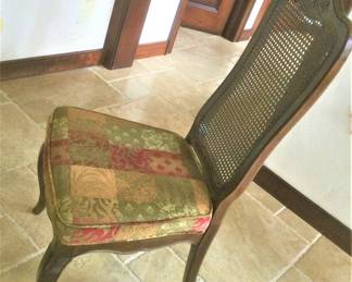 4 Upholstered Side Chairs with Cane Backs
