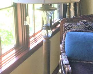 Antique Brass and Glass Floor Lamp