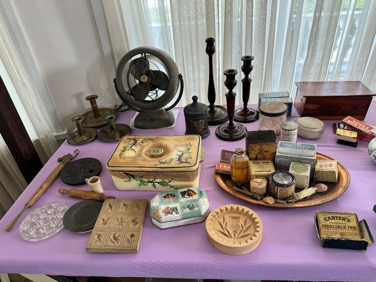 Butter molds, older fan, advertising and more
