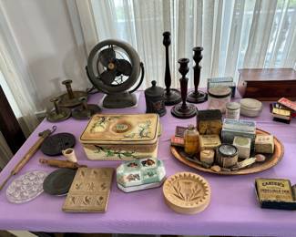 Butter molds, older fan, advertising and more