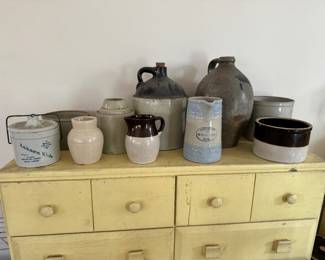 Plenty of stoneware. Crocks, jugs and more.