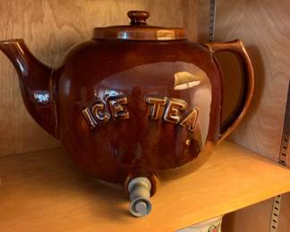Rare Cudley & Hays stoneware large teapot ice tea pitcher