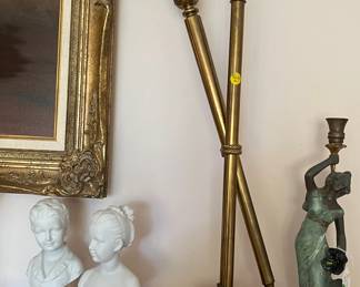 Pair of cool brass torch lamps