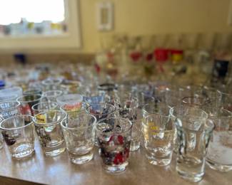Huge vintage shot glass collection.