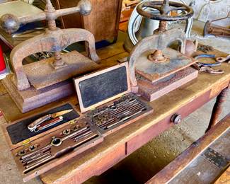 Book presses & antique tools.