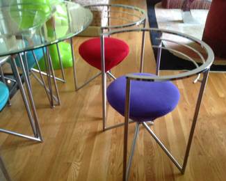 glass round table with 6 chairs