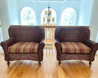 Pair of  Wicker oversized Arm Chairs 