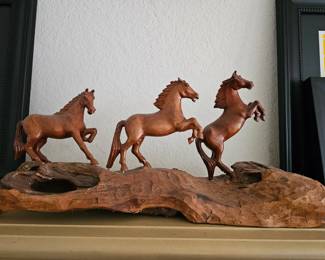 Hand Carved Wooden Wild Horse Statue