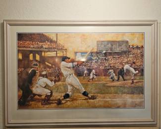 Framed Vintage Babe Ruth Lithograph Poster Print By Paul Birling 30in x 24in 1995