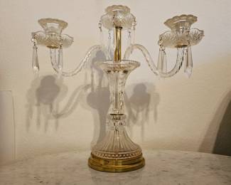Vintage Crystal & Brass Candelabra