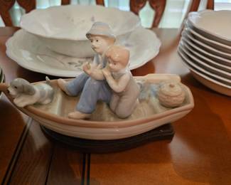 Vintage Paul Sebastian Fine Porcelain Father's Day Father Son Dog Fishing Boat Figurine