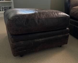 Crate & Barrel Leather Ottoman. Measures 32" x 25". Photo 1 of 2. 