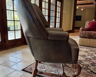 Modern Leather Upholstered "Wing Back" Chair. Photo 3 of 4. 