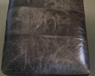 Crate & Barrel Leather Ottoman. Measures 32" x 25". Photo 2 of 2.