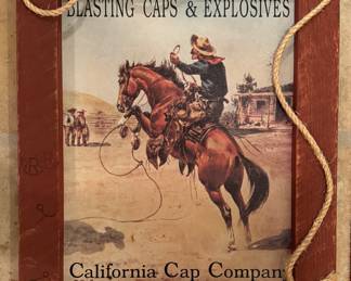 Blasting Caps & Explosives, California Cap Company Framed Metal Sign. 