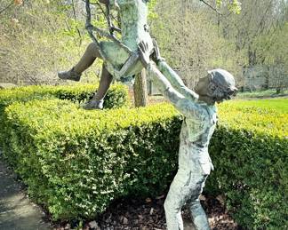 Life-Size Bronze Sculpture of Boy Pushing Girl on Swing. Photo 2 of 2. 