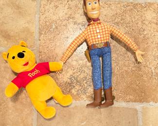 Winnie The Poop Plush Doll and Vintage Woody. 