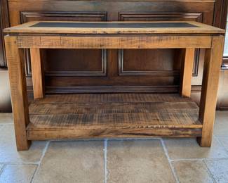 Rustic Reclaimed Wood Console with Slate Inlay Top. Photo 1 of 2. 
