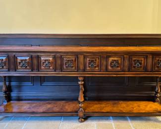 Burled Walnut Sofa Table / Side Board / Console. Measures 83" W x 16" D x 33" H. Photo 1 of 7. 